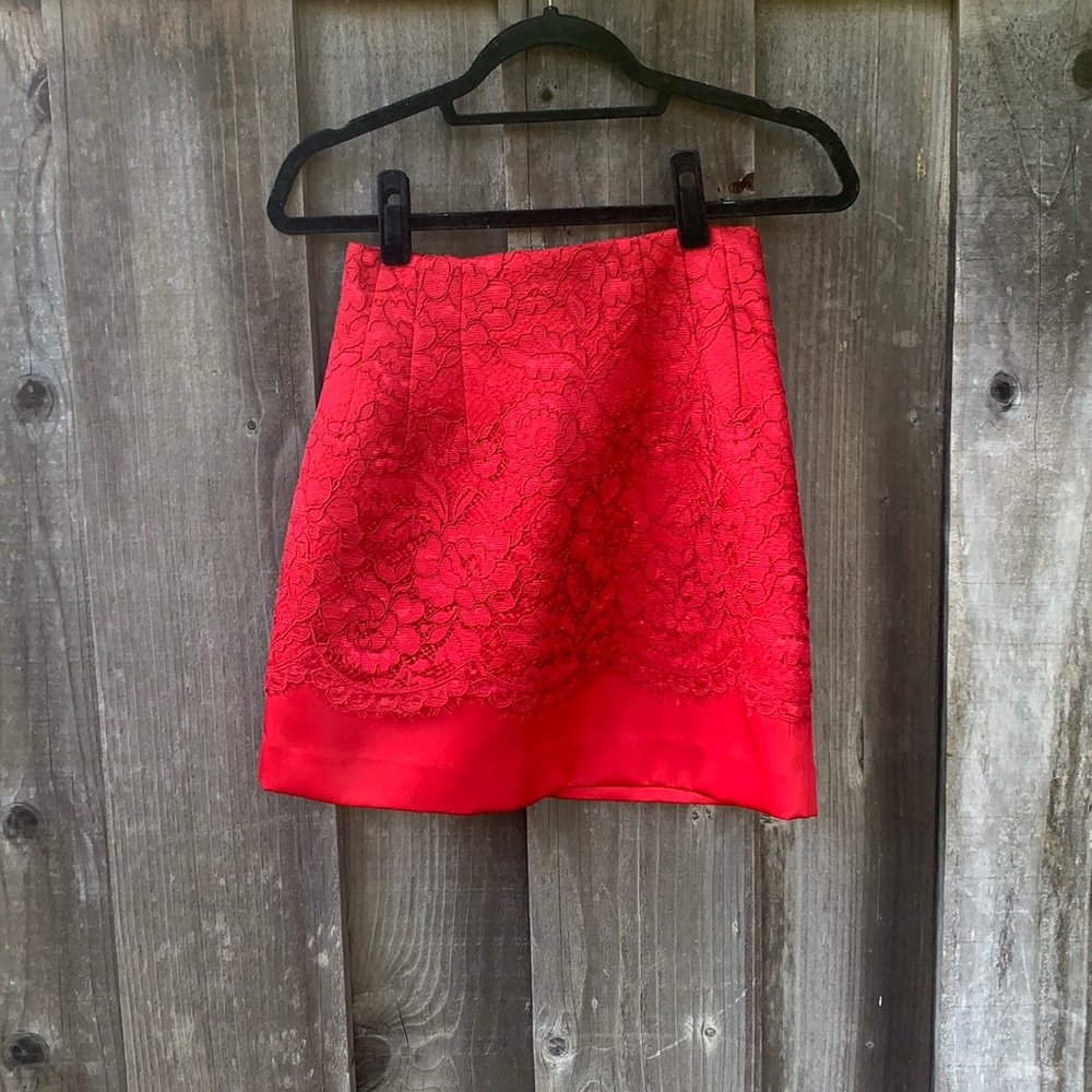 H&M Red Lace Mini Skirt